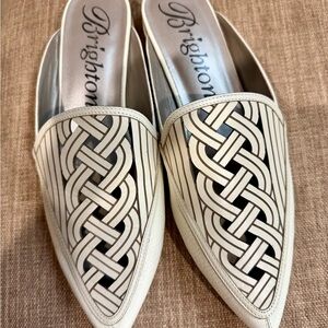 Brighton Women's Cream and Black Woven Mules